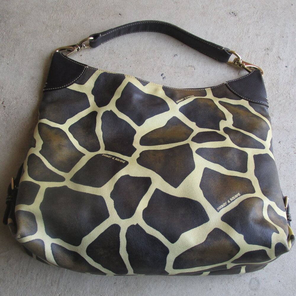 Vintage Dooney and Bourke Y2K leather giraffe print hobo - Picture 2 of 12